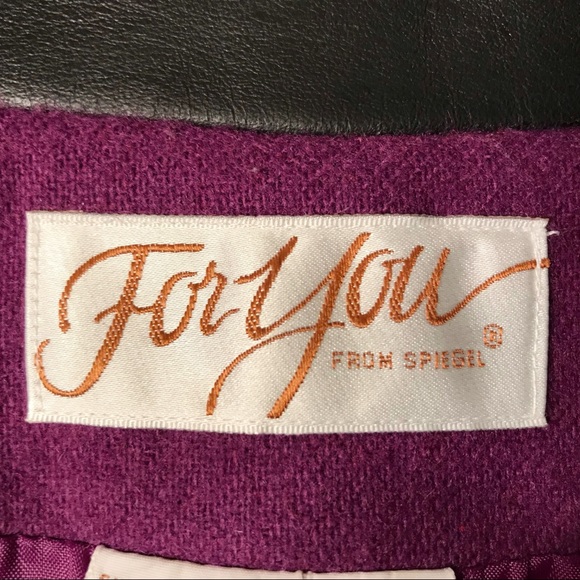 Purple Wool Rare Vintage Leather Trim Blazer - Picture 10 of 13